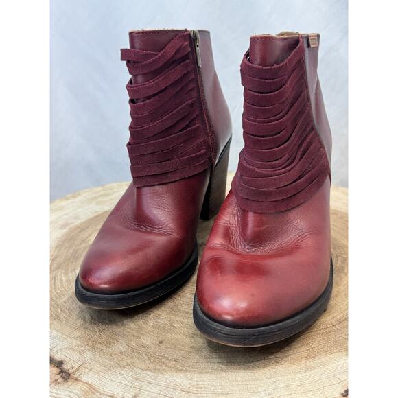 Pikolinos Maroon Red Leather Fringe Ankle Boots - Size 41 EU - 10 / 10.5 US - Picture 3 of 16